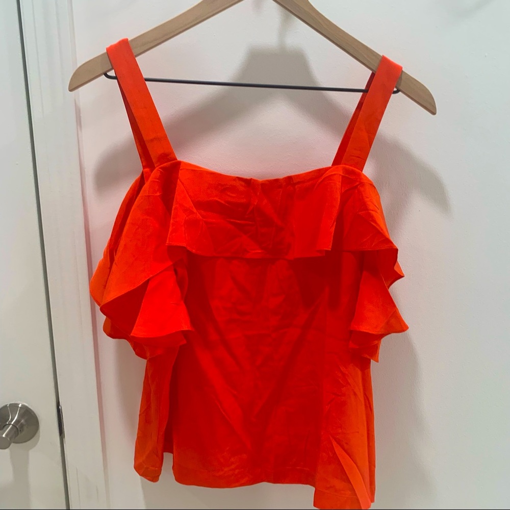 J. Crew Bright Orange Ruffle Strap Cold Shoulder Camisole